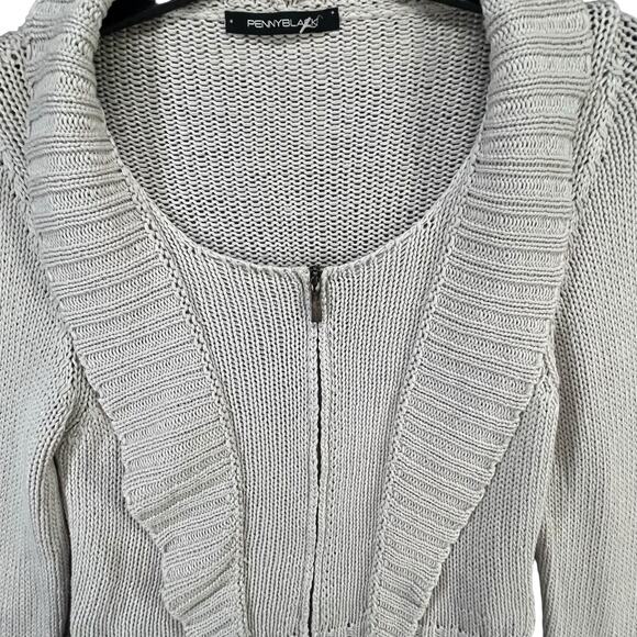 Pennyblack by Max Mara Zip Front Ribbed Knit Cardigan Sweater Women Small Luxury - Picture 4 of 14
